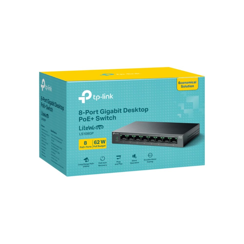 Tp-link LS108GP 8-Port Gigabit Desktop Switch with 8-Port PoE+ Tp-link LS108GP 8-Port Gigabit Desktop Switch with 8-Port PoE+
